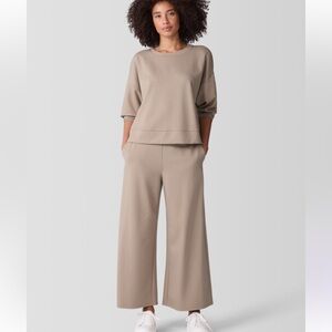 EUC. Eileen Fisher Lightweight Ponte Wide-Leg Pants in “biscuit”